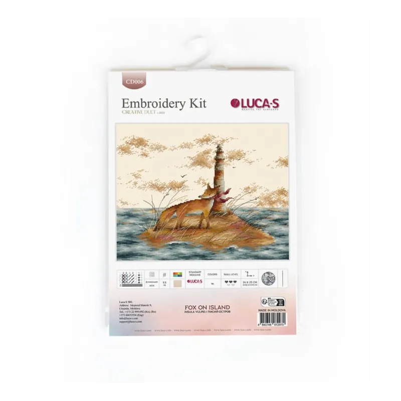 (Eingestellt) Gezählter Kreuzstich-Set "Fuchs auf Insel" 34x25cm SCD006