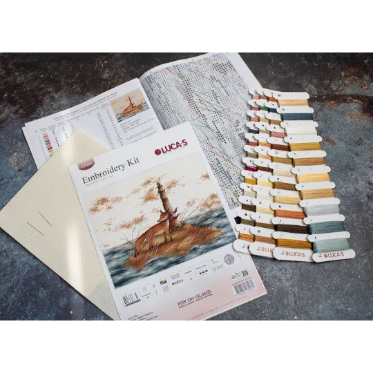 (Discontinued) Kit de point de croix compté "Renard sur l'île" 34x25cm SCD006