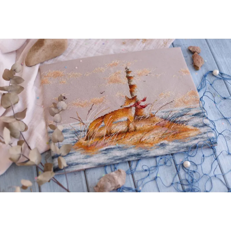 (Eingestellt) Gezählter Kreuzstich-Set "Fuchs auf Insel" 34x25cm SCD006