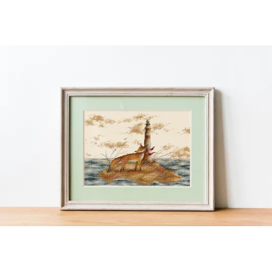 (Discontinued) Kit de point de croix compté "Renard sur l'île" 34x25cm SCD006