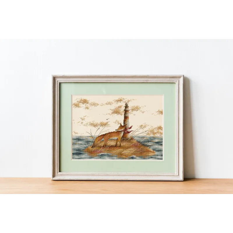 (Eingestellt) Gezählter Kreuzstich-Set "Fuchs auf Insel" 34x25cm SCD006