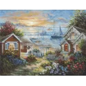 (D) Petit Point Set "Ruhige Meeresküste" 31x24cm SG619