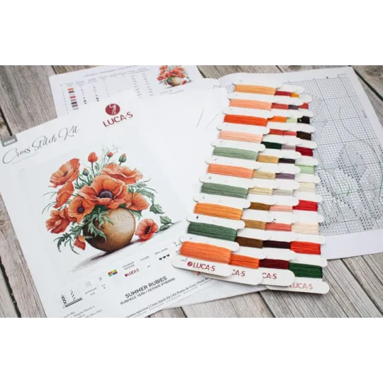 Набор для вышивания крестиком "Летние рубины" 30x30см SB7022