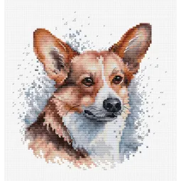 Kryželio siuvinėjimo rinkinys su lankelis "Welsh Corgi" 14x15 cm SBC212