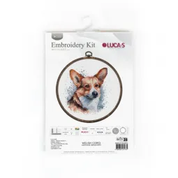 Kryželio siuvinėjimo rinkinys su lankelis "Welsh Corgi" 14x15 cm SBC212