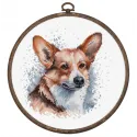 Kit de point de croix avec cerceau inclus "Welsh Corgi" 14x15 cm SBC212