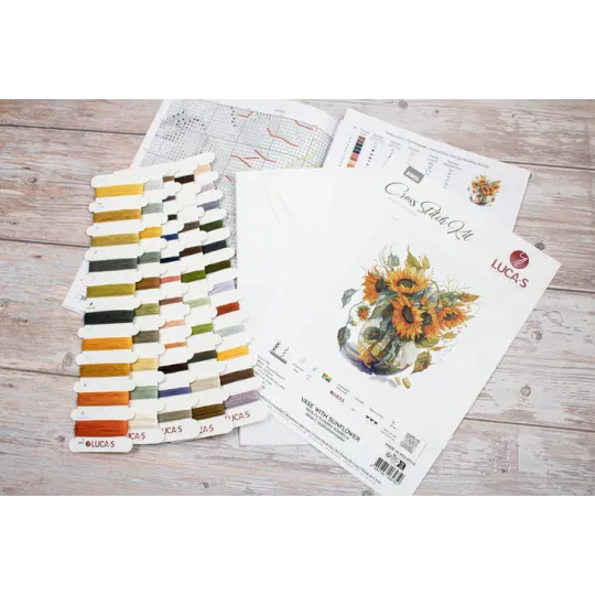 Counted Cross Stitch kit "Vase with Sunflower" 24x27cm SB7025