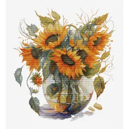 Gezählter Kreuzstich-Set „Vase mit Sonnenblume“ 24x27cm SB7025