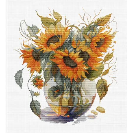 Counted Cross Stitch kit "Vase with Sunflower" 24x27cm SB7025