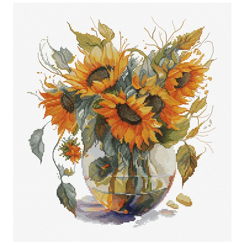 Counted Cross Stitch kit "Vase with Sunflower" 24x27cm SB7025