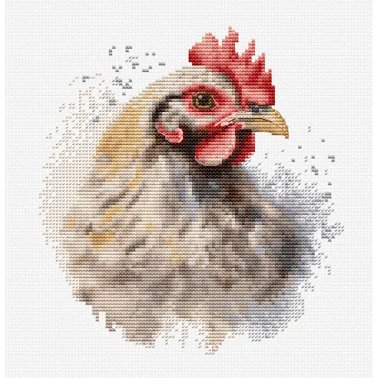 Kit de point de croix compté avec cercle inclus "Le Poulet" 15x16cm SBC216