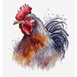 Kit de point de croix compté avec cerceau inclus "Le Coq" 13,5x15cm SBC217