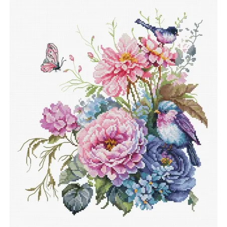 Counted Cross Stitch Kit "The Birds-Summer" 23x25 cm SB2422