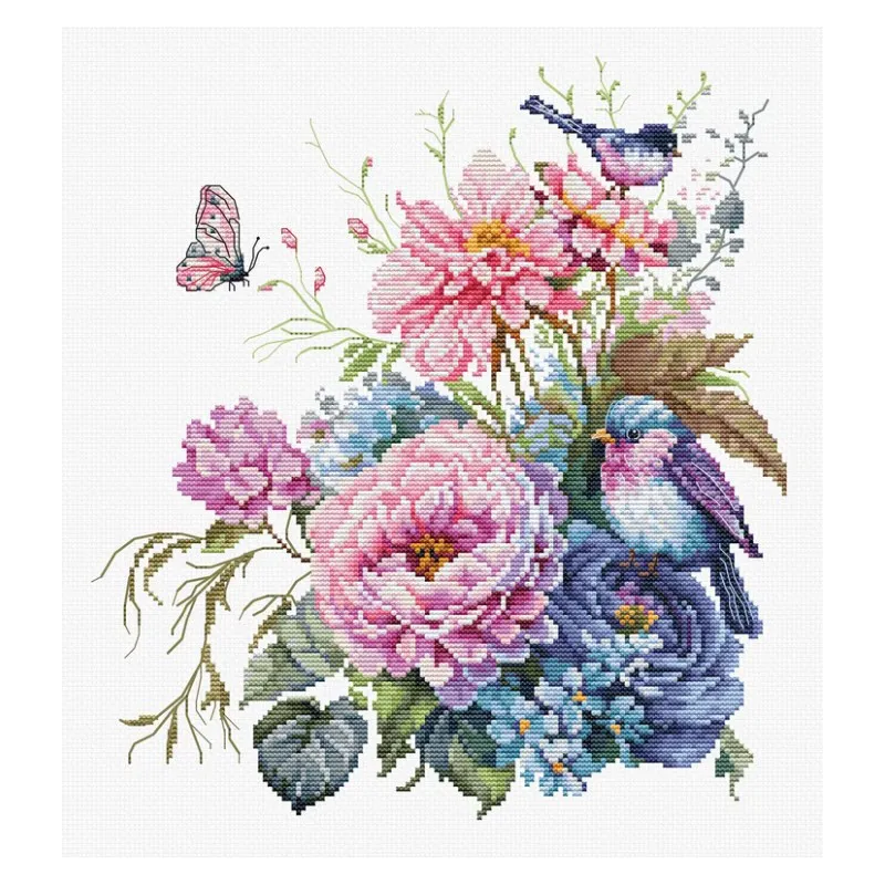 Counted Cross Stitch Kit "The Birds-Summer" 23x25 cm SB2422