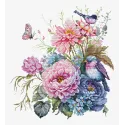 Counted Cross Stitch Kit "The Birds-Summer" 23x25 cm SB2422