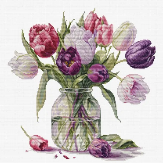 Counted Cross Stitch Kit "Bouquet of Tulips" 30x31 cm SB7029