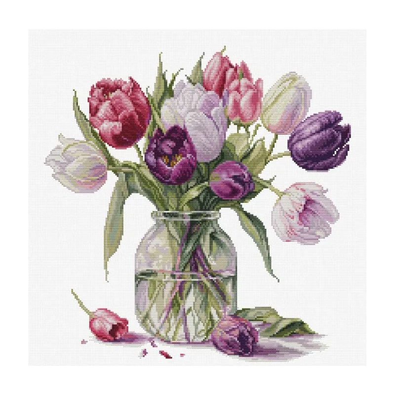 Counted Cross Stitch Kit "Bouquet of Tulips" 30x31 cm SB7029