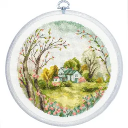 Gezählter Kreuzstich-Set mit Stickrahmen "Der Frühling" 17x17 cm SBC219