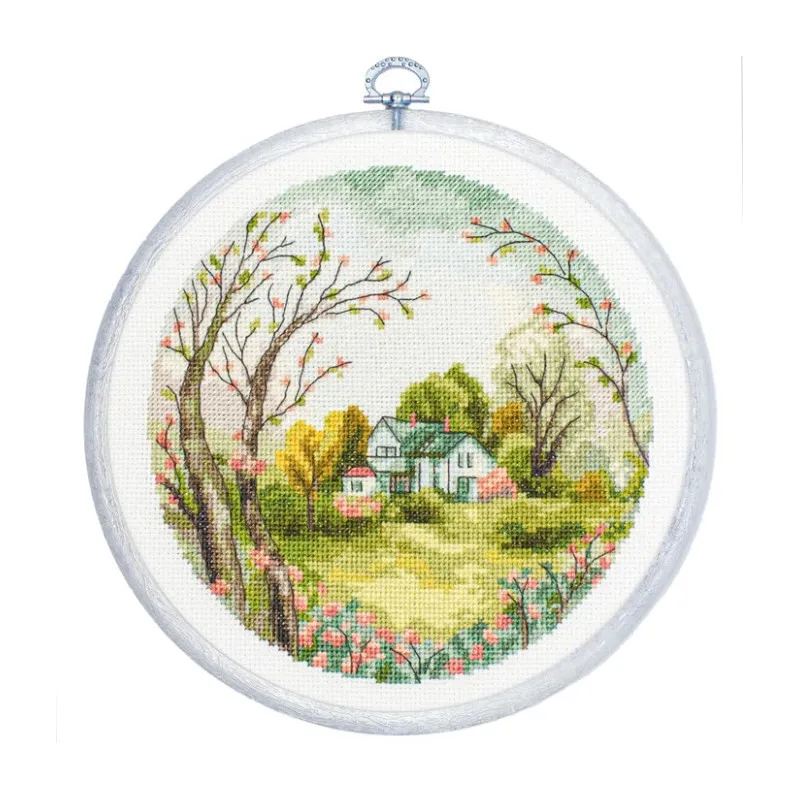 Gezählter Kreuzstich-Set mit Stickrahmen "Der Frühling" 17x17 cm SBC219