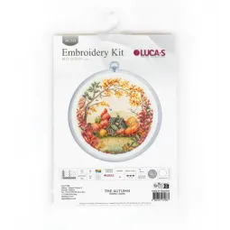 Kit de point de croix compté avec cerceau inclus "L'Automne" 17x17 cm SBC221