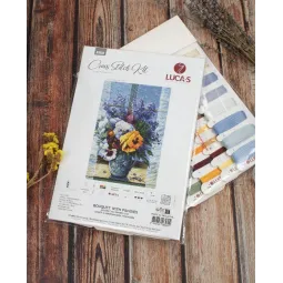 Kit de point de croix compté "Bouquet de pensées" 25x36cm SB7030