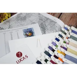 Siuvinėjimo kryželiu rinkinys "Puokštė su našlaitėmis" 25x36cm SB7030