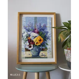 Counted Cross Stitch Kit "Bouquet with Pansies" 25x36cm SB7030