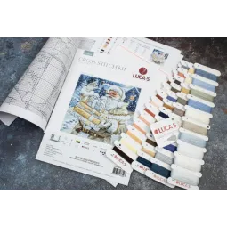 Kit de Point de Croix Compté "Père Noël et Cadeaux" 29x29cm SBU5034