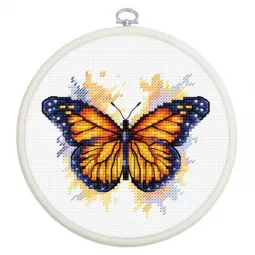Counted Cross Stitch Kit with Hoop Included "The Monarch Butterfly" 9x8cm SBC102