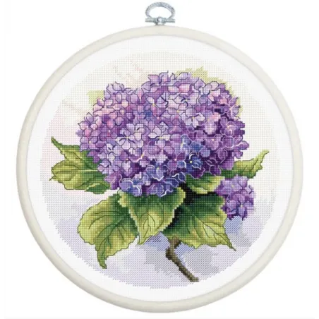 Counted Cross Stitch Kit with Hoop Included "Hydrangea" 17x17cm SBC225