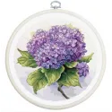 Kit de point de croix compté avec cerceau inclus « Hortensia » 17x17cm SBC225