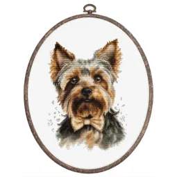 Counted Cross Stitch Kit with Hoop Included "The Yorkshire Terrier" 12x17cm SBC228