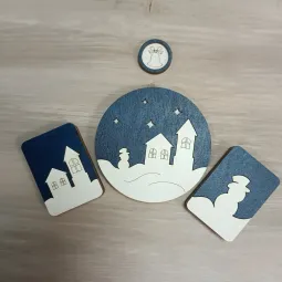 Wooden needle case "Winter houses" KF056/71