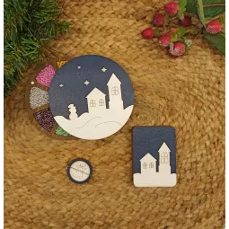 Étui à aiguilles en bois "Maisons d'hiver" KF056/71