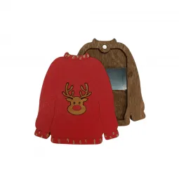 Étui à aiguilles en bois "pull de Noël" KF056/81