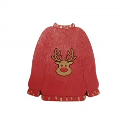 Étui à aiguilles en bois "pull de Noël" KF056/81
