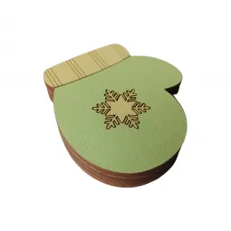 Wooden needle case "Green mitten" KF056/82