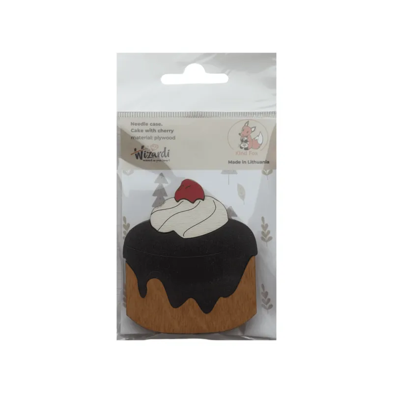 Wooden needle case "Cake with cherry" KF056/91