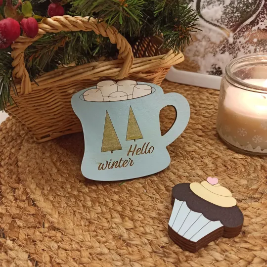 Étui à aiguilles en bois "Cupcake au chocolat" KF056/92