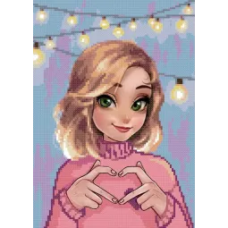 (Снято с производства) Алмазная живопись с подрамником "Милая девушка" 30x40 см VAC003