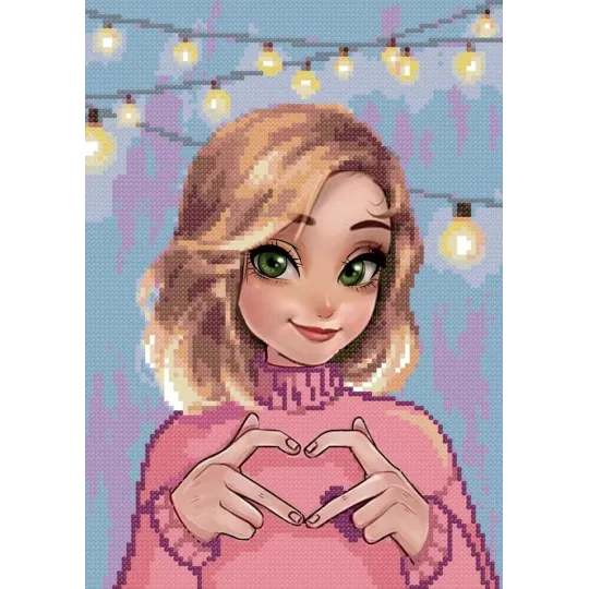 (Auslaufartikel) Diamantmalerei mit Unterrahmen "Liebes Mädchen" 30x40 cm VAC003