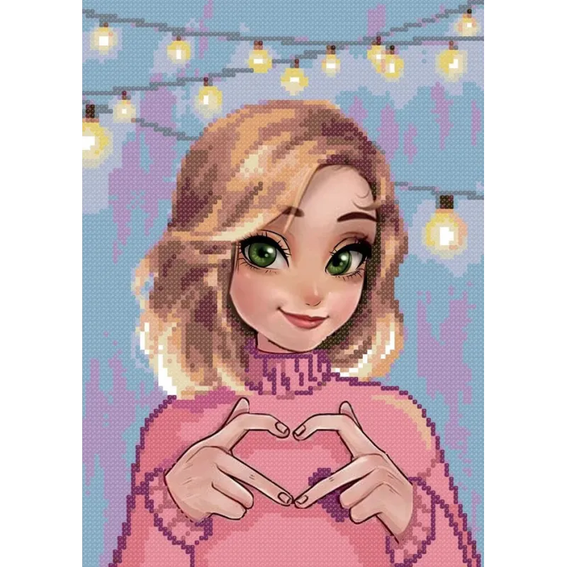 (Снято с производства) Алмазная живопись с подрамником "Милая девушка" 30x40 см VAC003