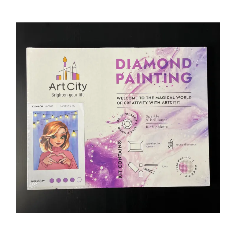 (Abandonné) Peinture diamant avec sous-châssis "Lovely girl" 30x40 cm VAC003