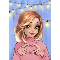 (Discontinued) Diamond painting with subframe "Lovely girl" 30x40 cm VAC003