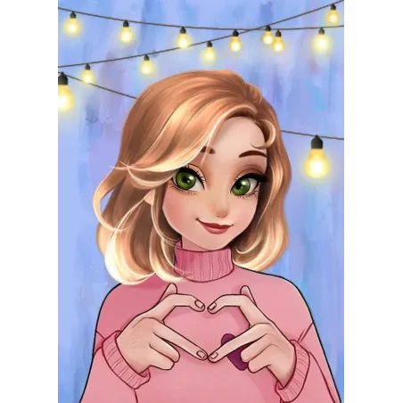 (Abandonné) Peinture diamant avec sous-châssis "Lovely girl" 30x40 cm VAC003