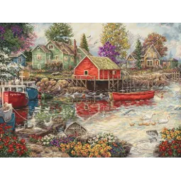 Kit de point de croix compté « Quiet Cove » 42x32cm SLETIL8077