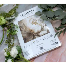 Kit de Point de Croix Compté "Poses de Pivoines" 35x35cm SLETIL8083