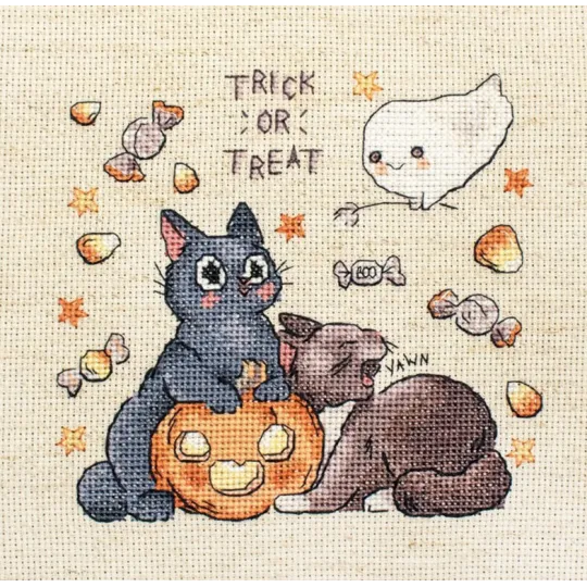 Kit au point de croix compté "Trick Or Treat" №2 14x13cm SLETIL8815