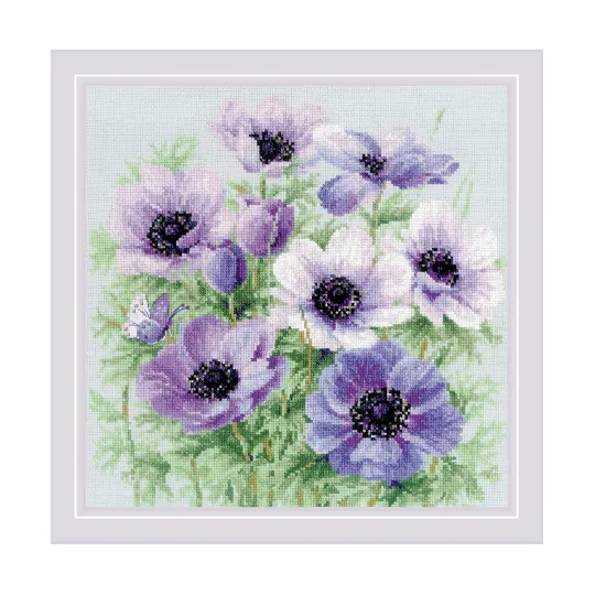 Cross stitch kit "Purple Anemones" 30x30 SR2176