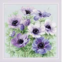 Kit point de croix "Anémones violettes" 30x30 SR2176